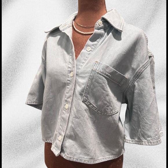 Cos cropped short sleeve denim shirt - Picture 4 of 7